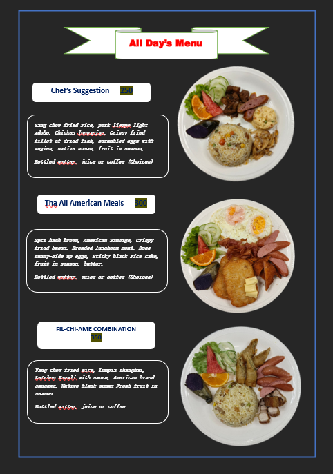 All Day's Menu